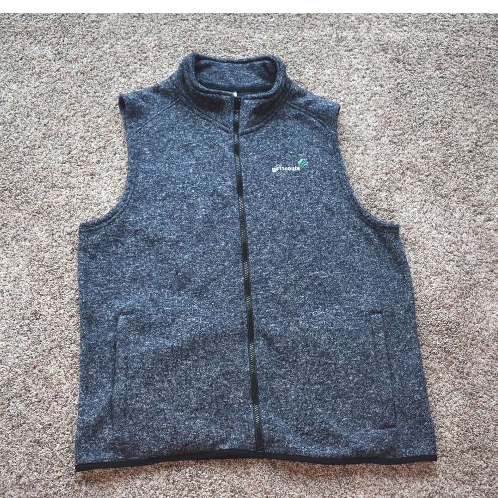 Girl Scouts Leader Knit Vest Embroidered logo Zip Up Pockets Sleeveless XL